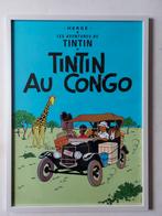 Poster Tintin au congo avec le cadre, 53 x 73 cm, Collections, Comme neuf, Tintin, Enlèvement