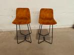 J-line (jolipa) 2 barstoelen , Laurent metaal-textiel oker, Ophalen, Met voetsteun, Onbekend, Zo goed als nieuw