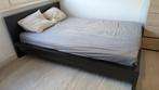2-persoonsbed IKEA + nachtkastjes, Huis en Inrichting, Ophalen, Gebruikt, Zwart, Tweepersoons