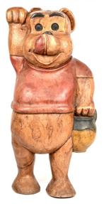 massief houten Pooh Bear, 50 cm, Ophalen of Verzenden, Winnie de Poeh of vrienden, Zo goed als nieuw, Beeldje of Figuurtje