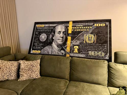 XXL canvas dollar biljet 200x100cm nieuw, Huis en Inrichting, Woonaccessoires | Schilderijen, Tekeningen en Foto's, Nieuw, Print