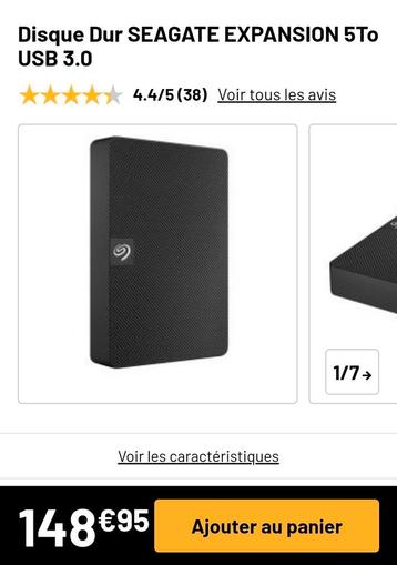 Disque dur externe SEAGATE 5To ( 5000GB ) parfait état !  beschikbaar voor biedingen