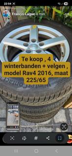 4 winterbanden model RAV4 maat 225/65 R17 H XL met Velgen, Ophalen, Gebruikt, Velg(en), 17 inch