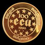 Munt / België / 100 Ecu / Goud .999 / 1990 Q.P / Proof, Postzegels en Munten, Munten | België, Ophalen, Goud, Losse munt, Goud