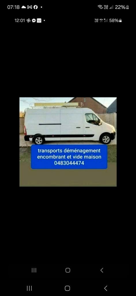 Transport déménagement et amcombrant 0483044474, Diversen, Overige Diversen, Ophalen of Verzenden