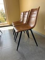 4 cognac Eetkamerstoelen, Huis en Inrichting, Stoelen, Ophalen