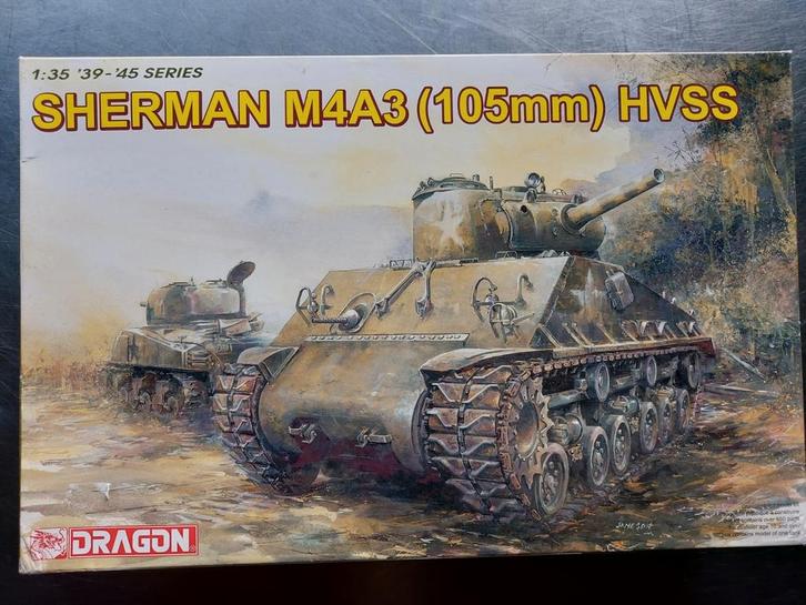 SHERMAN M4A3 105mm HVSS, 1/35, DRAGON, Hobby en Vrije tijd, Modelbouw | Auto's en Voertuigen, Nieuw, Ophalen of Verzenden