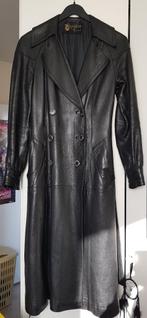 Lange zwarte jas echt leder  small - vintage, Zwart, Ophalen of Verzenden, SIC Dura Cuir, Maat 36 (S)