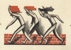 Cuno van der Steene ontwerp - rasterdruk "Drie Bouwvakkers", Antiek en Kunst, Kunst | Litho's en Zeefdrukken, Ophalen