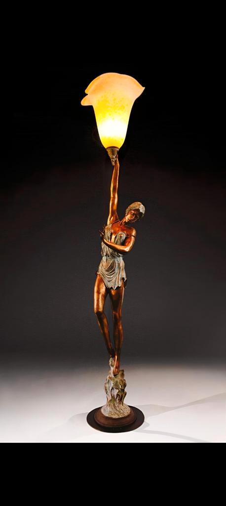 Grote bronzen lamp, Antiek en Kunst, Antiek | Verlichting, Ophalen