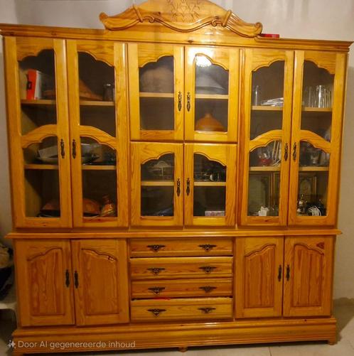 Massief houten vitrinekast / buffetkast te koop, Huis en Inrichting, Kasten | Buffetkasten, Zo goed als nieuw, Ophalen