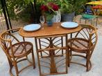 Tafel en stoelen. Rotan van kop tot kop, Ophalen, Zo goed als nieuw, Rotan