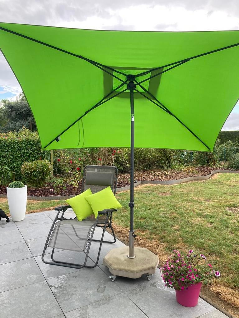 Parasol incl 4 Seasons Outdoor + pied à roulette en pierre, Jardin & Terrasse, Enlèvement, Utilisé, 2 à 3 mètres, Inclinable