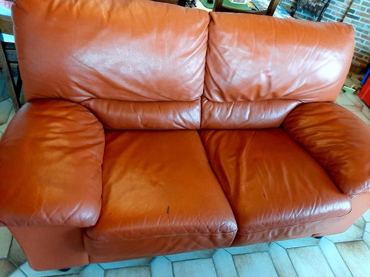 Zetel, leder,  leer, 2-zit, terracotta kleur, Huis en Inrichting, Zetels | Zetels, Ophalen