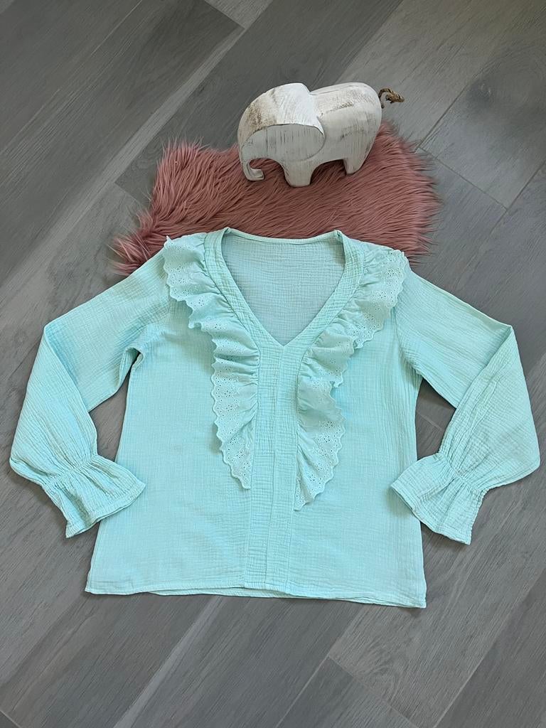 Turquoise blouse, Kleding | Dames, Ophalen of Verzenden, Zo goed als nieuw, Maat 38/40 (M)