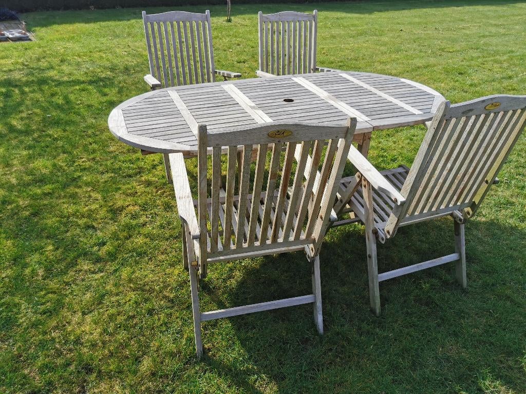 Teak tuinset, Tuin en Terras, Ophalen, Gebruikt, Teakhout, Tuinset