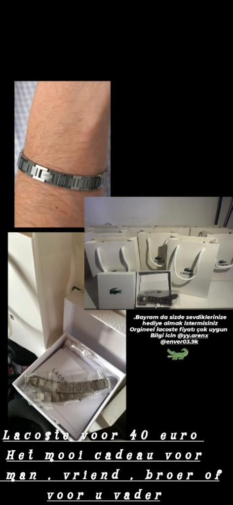 Heren armband Lacoste, Neuf, Gris, Enlèvement ou Envoi, Avec strass