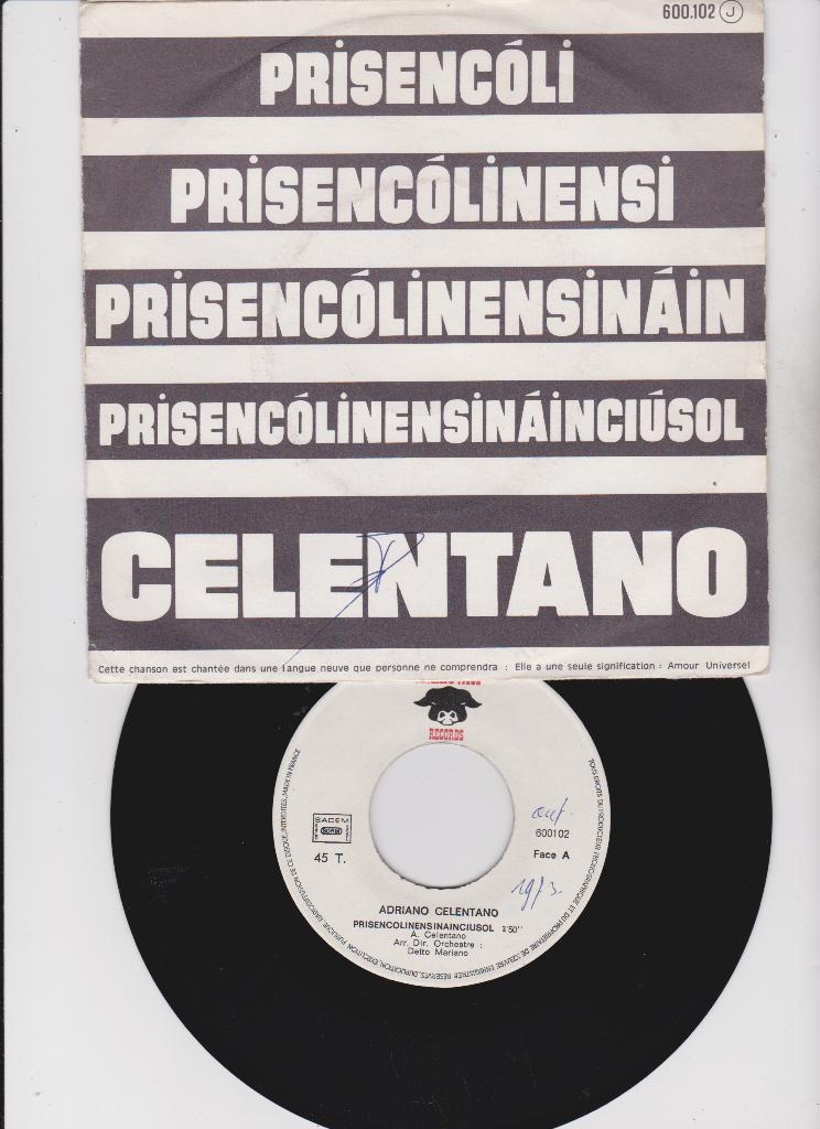 Celentano – Prisencólinensináinciúsol   1973, Cd's en Dvd's, Vinyl Singles, Gebruikt, Fotohoes, Originele persing, Single, 1970 - 1979