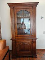 Klassieke massief houten vitrinekast / servieskast, Huis en Inrichting, Kasten | Buffetkasten, Ophalen, Glas, Met deur(en), 100 tot 150 cm