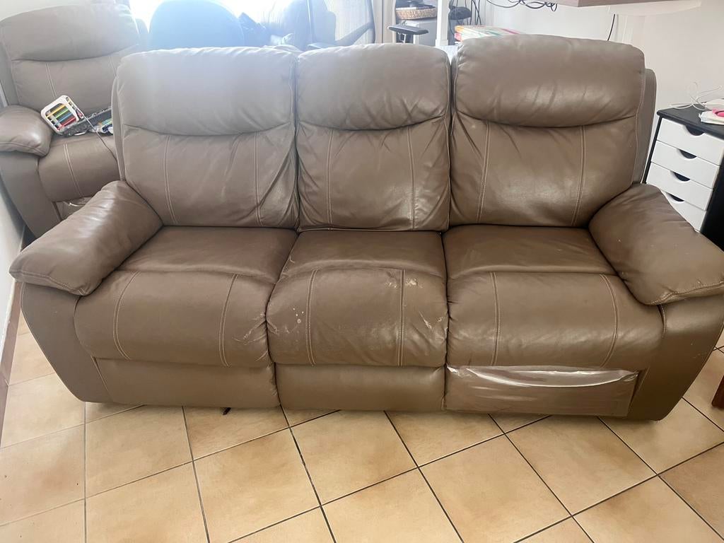 Fauteils en cuir avec relax à donner, Huis en Inrichting, Ophalen, Gebruikt, Leer