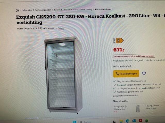 horeca koelkast, Zakelijke goederen, Horeca | Keukenapparatuur, Koelen en Vriezen, Nieuw zonder verpakking, Ophalen