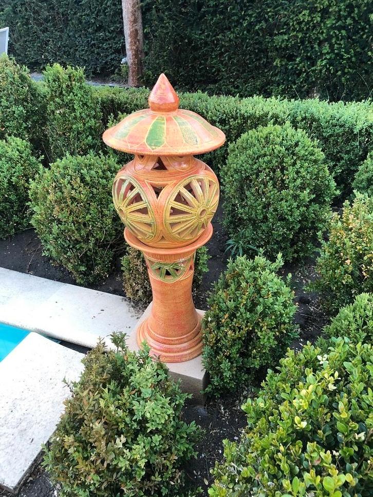 TERRACOTTA LAMP OP ZUIL 3-delig IBIZA STYLE DECORATIE, Tuin en Terras, Buitenverlichting, Zo goed als nieuw, Staande lamp, Overige materialen