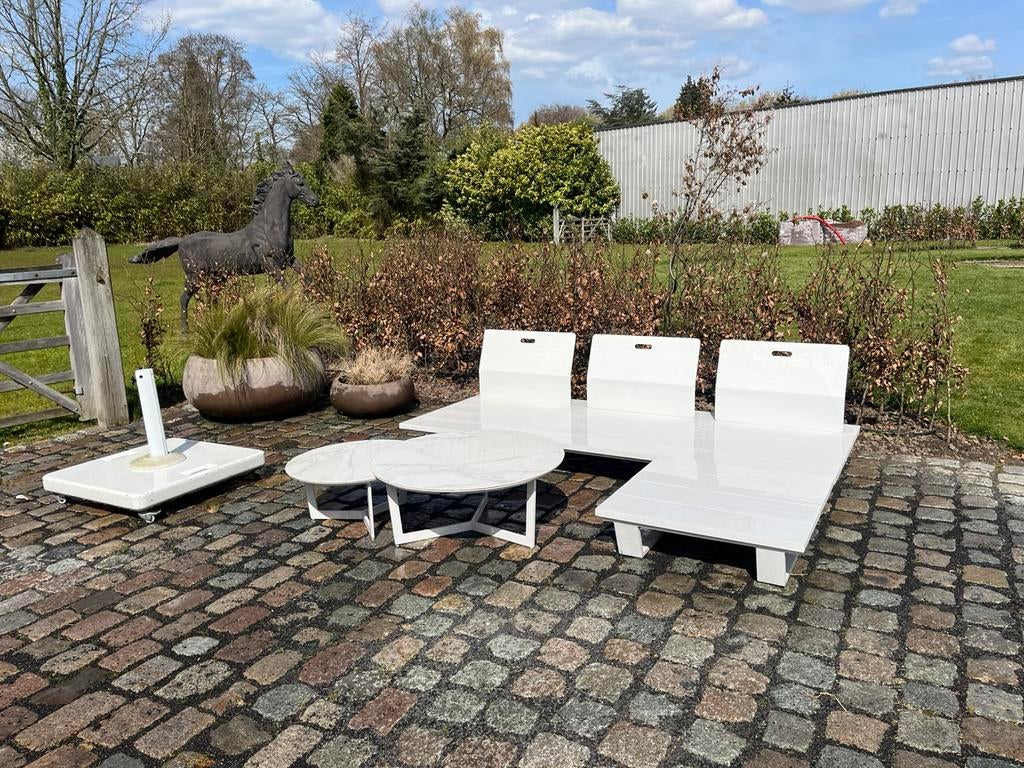 Exterioo salon set met zweefparasol, Ophalen, Zo goed als nieuw, Aluminium