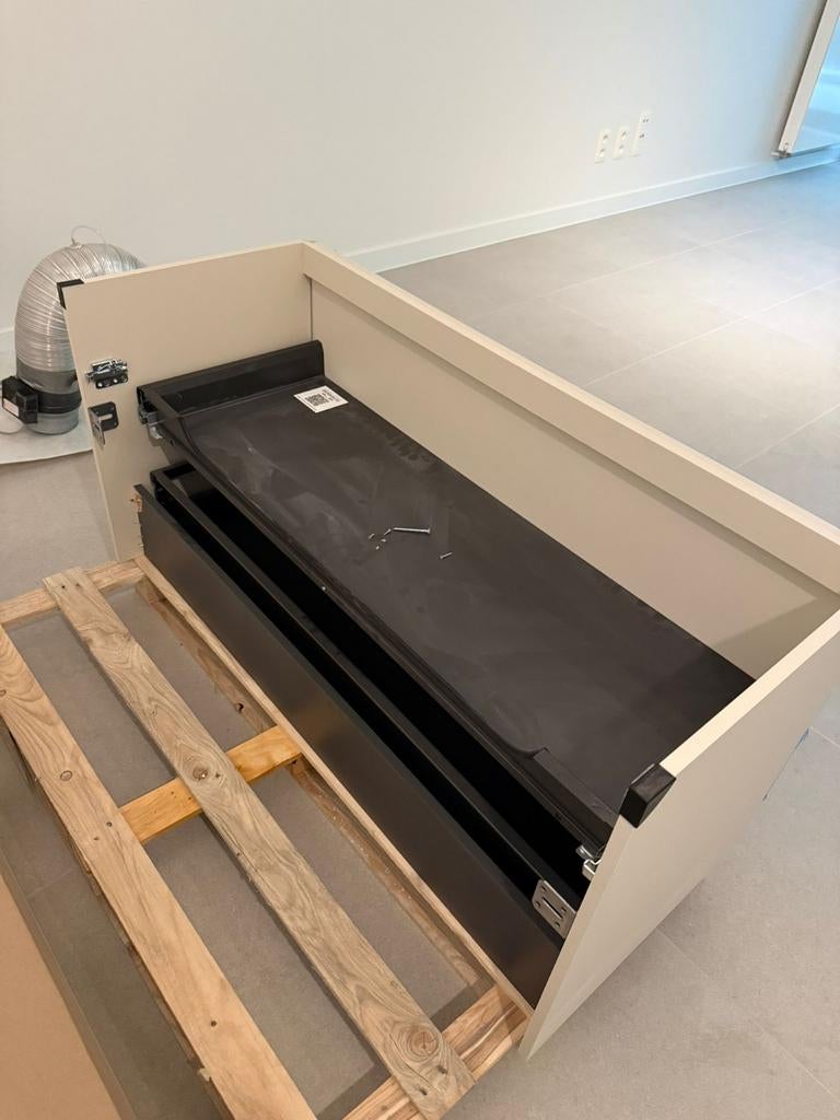 Meuble de salle de bain 120 x 50 cm beige satiné, Enlèvement