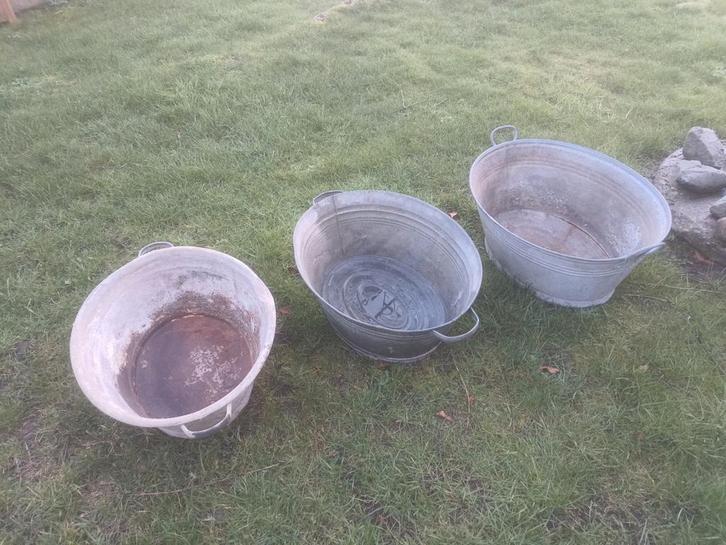 3 zinken kuipen met handvaten, Antiek en Kunst, Curiosa en Brocante, Ophalen