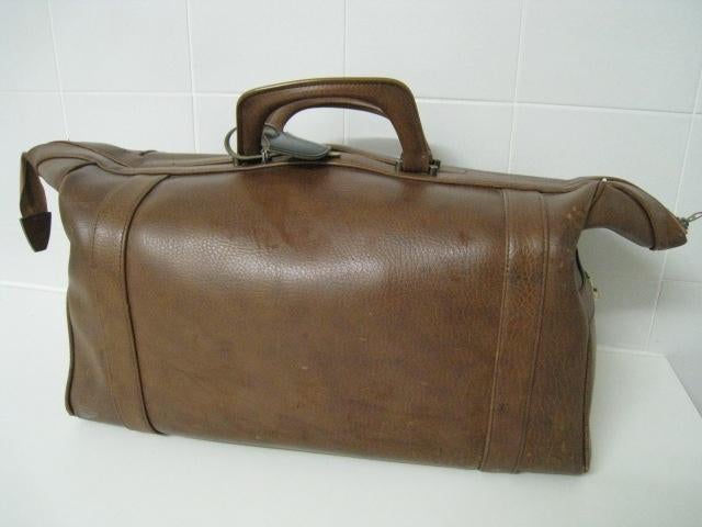 Lederen reistas met zijvak, bruin, perfekte staat, Ophalen, Bruin