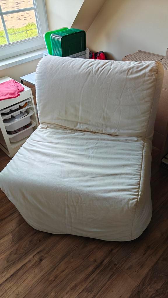 Zetelbed fauteuil, Huis en Inrichting, Slaapkamer | Slaapbanken, Nieuw, 90 cm, 200 cm, Eenpersoons, Beige, Ophalen