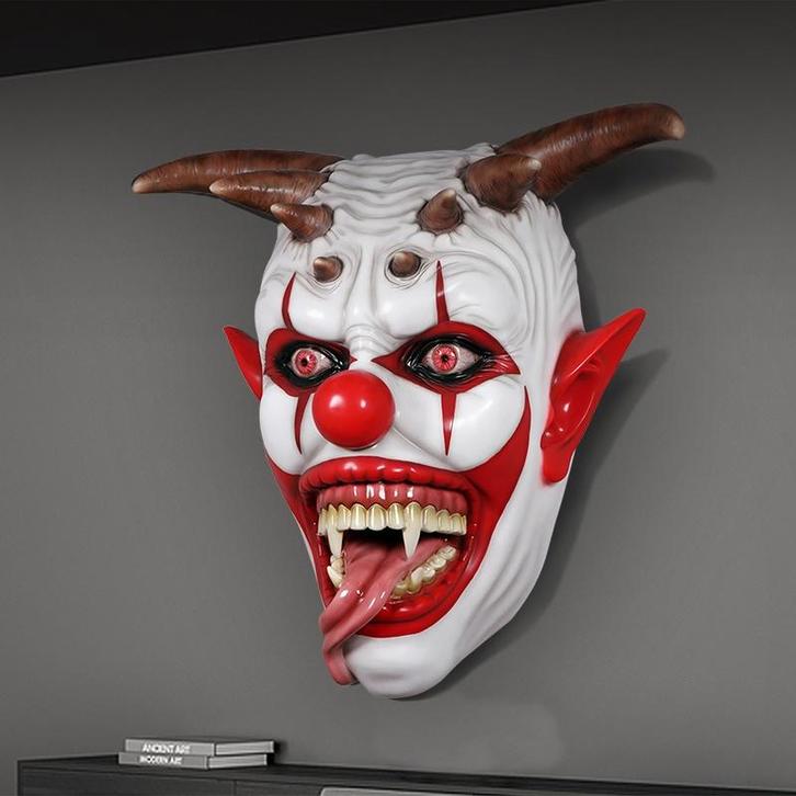Scary Clown Mask Wall Decor hoogte 152 cm, Huis en Inrichting, Woonaccessoires | Wanddecoraties, Nieuw, Ophalen