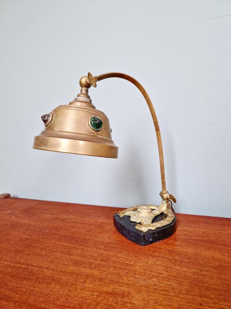 Art Nouveau koperen bureaulamp, jaren 1910, Ophalen of Verzenden