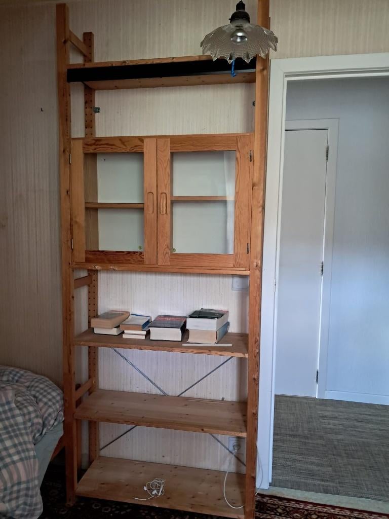 Vintage houten wandkast "IKEA IVAR" met glazen deurtjes, 25 à 50 cm, Moins de 150 cm, Enlèvement, Utilisé