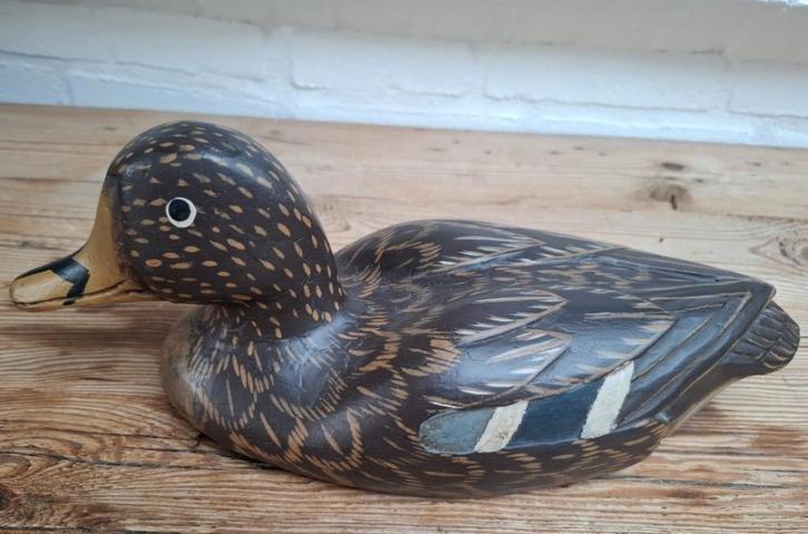 Grote oude handgemaakte houten lokeend, Ophalen of Verzenden