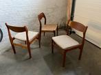 Drie vintage Deense stoelen teak jaren 60, Huis en Inrichting, Stoelen, Ophalen, Zo goed als nieuw, Drie