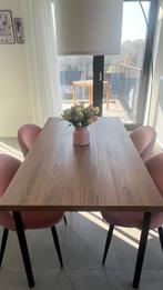 Table de salle à manger motif noyer, 100 à 150 cm, Quatre personnes, Comme neuf, Enlèvement