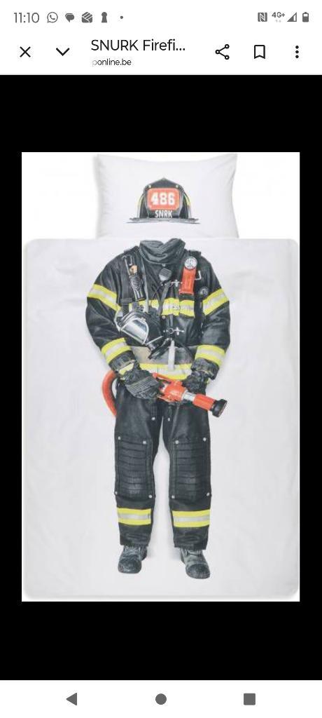 Dekbedovertrek brandweerman 1 pers. Snurk, Gebruikt, Wit, Dekbedovertrek, Ophalen of Verzenden