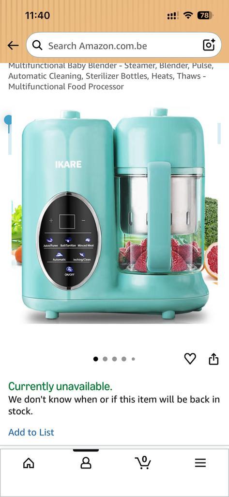 Machine à manger pour enfants, Electroménager, Mélangeurs de cuisine, Utilisé, Moins de 1 litre, 1 vitesse, Résiste au lave-vaisselle