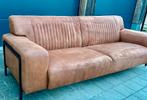 Bruin leder zetel bank, Maison & Meubles, Canapés | Salons, Enlèvement, Comme neuf, Trois personnes, Cuir