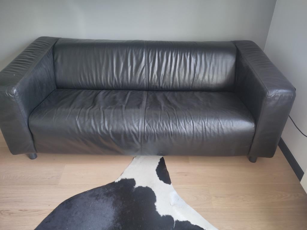 zwart lederen twee zit zetel, Ophalen