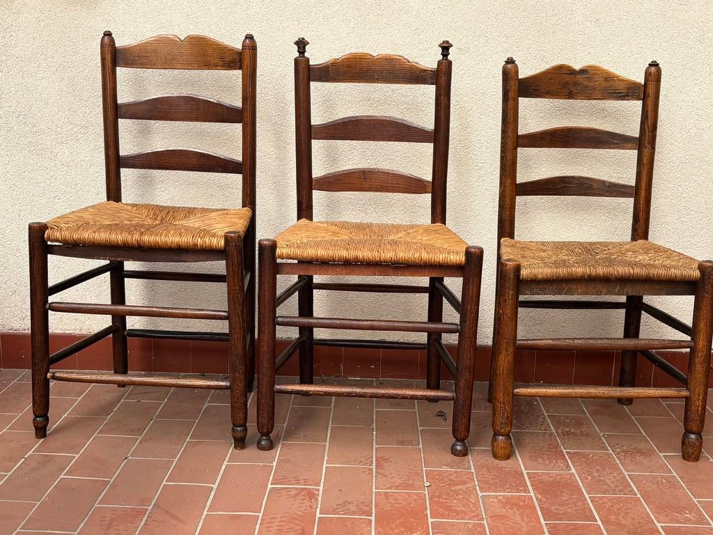 3 oude houten kerkstoeltjes, Ophalen, Gebruikt