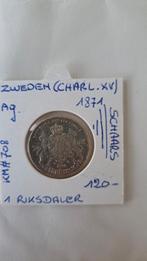 Zweden 1 riksdaler 1871 AG zeer schaars !!, Ophalen of Verzenden