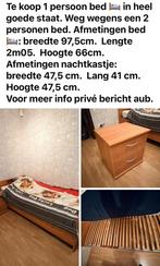 1 persoonsbed te koop met lattenbodem, matras, nachtkastje, Ophalen, 85 tot 100 cm, Zo goed als nieuw, Lattenbodem