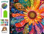 nr 615 DIamond painting gekleurde zonnebloem 40x40cm (rond), Verzenden, Nieuw, Knutselwerk