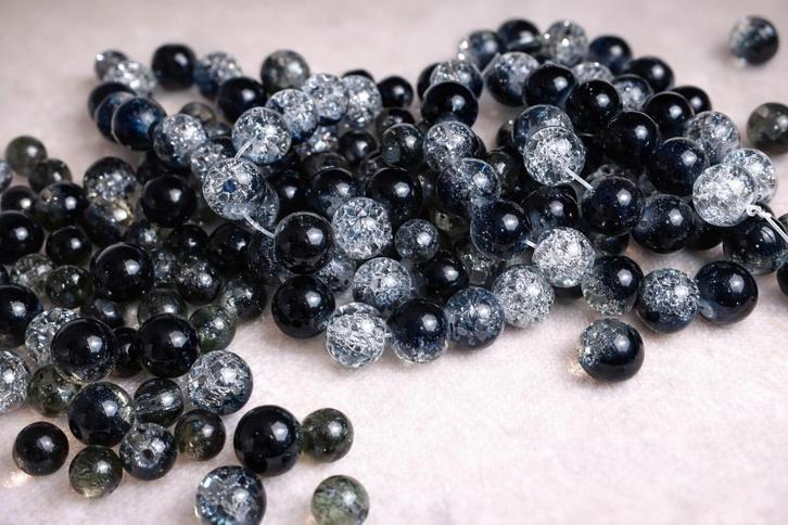 lot kralen zwart kristal crackle 6-8mm +- 167, Hobby & Loisirs créatifs, Fabrication de Perles & Bijoux, Neuf, Perle, Enlèvement ou Envoi