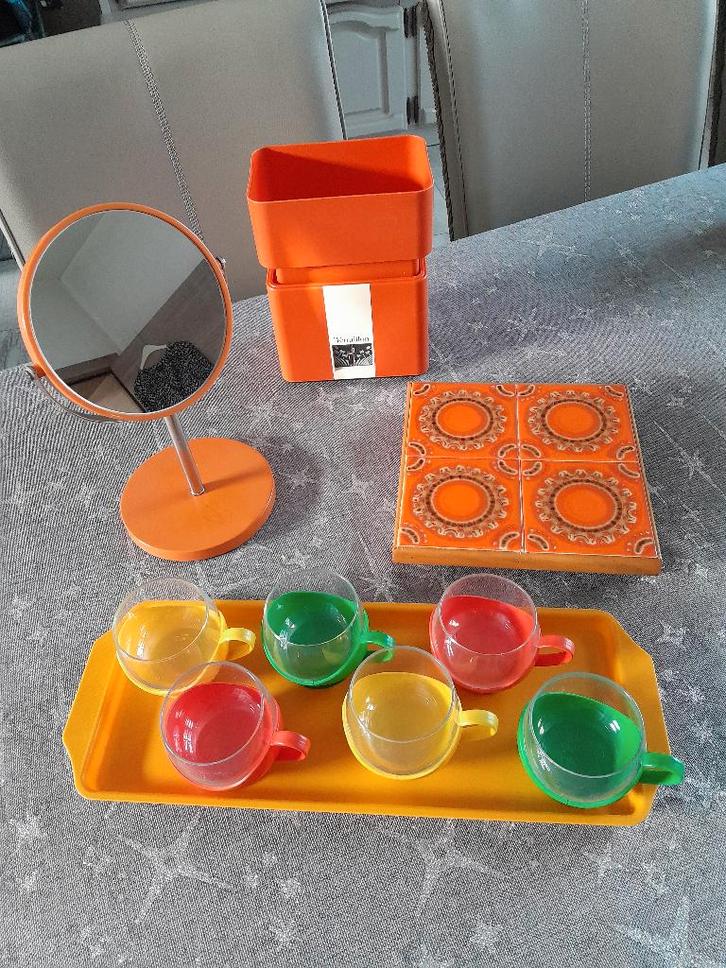 Vintage oranje decorartikelen in goede staat, Antiek en Kunst, Curiosa en Brocante, Ophalen of Verzenden