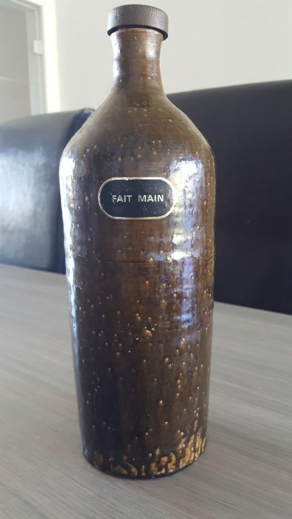 Bouteille en faïence artisanale avec bouchon, Neuf, Moins de 50 cm, Poterie ou Porcelaine, Vert