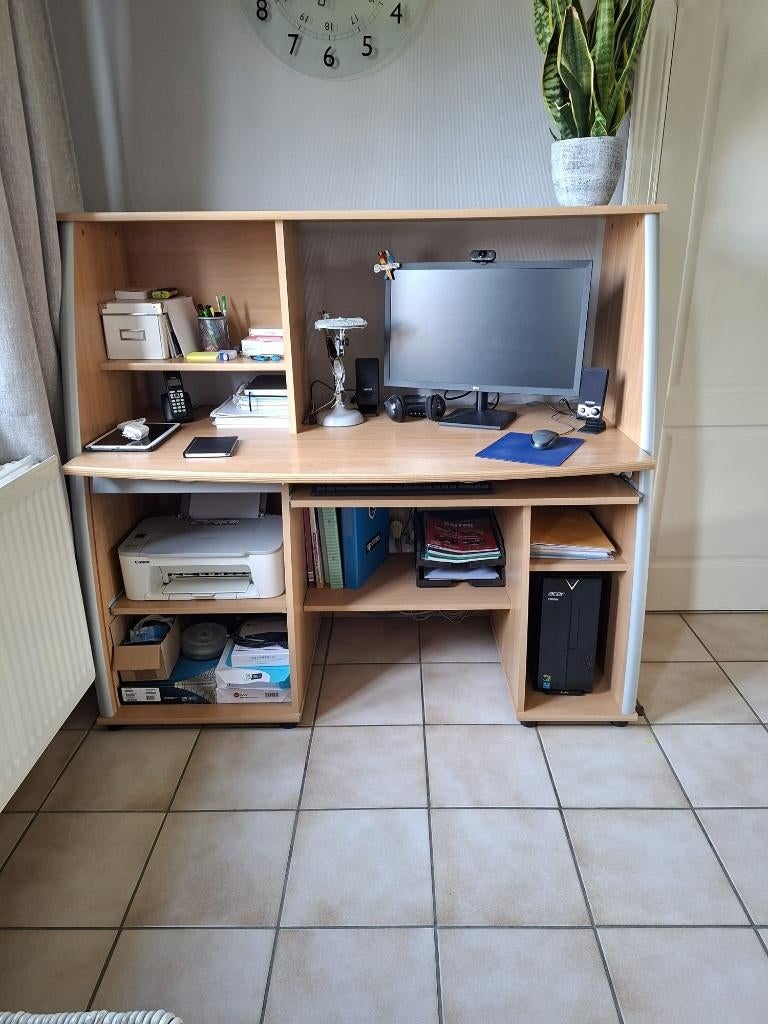 Computermeubel - Bureau, Huis en Inrichting, Kasten | Computermeubels, Gebruikt, 120 tot 170 cm, 120 tot 170 cm, 40 tot 80 cm