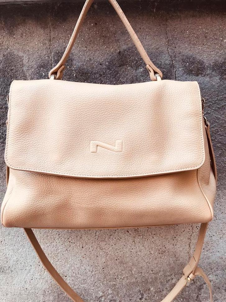 NATHAN BAUME handtas leder zandbeige, Handtassen en Accessoires, Tassen | Damestassen, Handtas, Ophalen of Verzenden